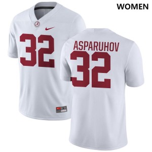 Women Alabama Crimson Tide #32 Alex Asparuhov White Official College Football Jersey 495267-536