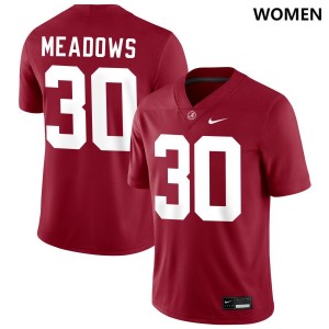 Women Alabama Crimson Tide #30 Derek Meadows Crimson High School College Football Jerseys 285672-304