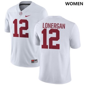 Women Alabama Crimson Tide #12 Dylan Lonergan White Alumni College Football Jerseys 337650-509