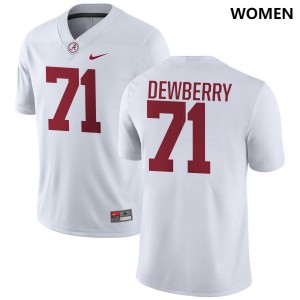 Women Alabama Crimson Tide #71 Kam Dewberry White Replica College Football Jerseys 501138-790
