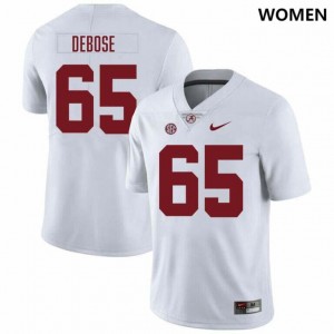 Women Alabama Crimson Tide #65 Micah DeBose White Alumni College Football Jerseys 447994-329