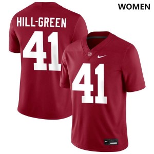 Women Alabama Crimson Tide #41 Nikhai Hill-Green Crimson NCAA College Football Jersey 341452-434