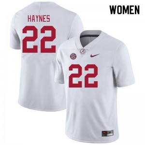 Women's Alabama Crimson Tide #22 Justice Haynes White University College Football Jersey 677375-108