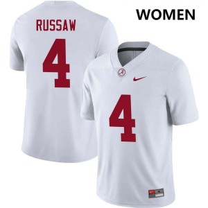 Women Alabama Crimson Tide #4 Qua Russaw White High School College Football Jersey 935598-408