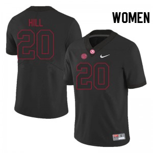Women's Alabama Crimson Tide #20 Daniel Hill Blackout Alumni College Football Jersey 455382-846
