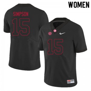 Women's Alabama Crimson Tide #15 Ty Simpson Black NCAA College Football Jersey 694290-645