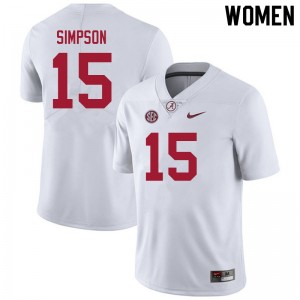 Women's Alabama Crimson Tide #15 Ty Simpson White Embroidery College Football Jersey 582477-959