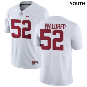 Youth Alabama Crimson Tide #52 Mal Waldrep White Embroidery College Football Jersey 692904-768