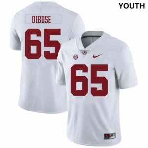 Youth Alabama Crimson Tide #65 Micah DeBose White Game College Football Jerseys 508685-537