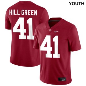 Youth Alabama Crimson Tide #41 Nikhai Hill-Green Crimson 2025 College Football Jersey 303179-655