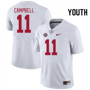 Youth Alabama Crimson Tide #11 Jihaad Campbell White Embroidery College Football Jersey 425663-577