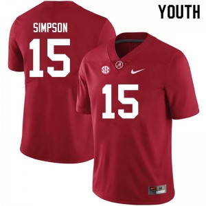 Youth Alabama Crimson Tide #15 Ty Simpson Crimson University College Football Jersey 630627-739