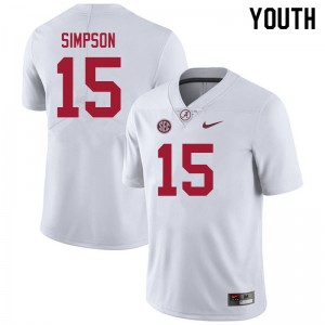 Youth Alabama Crimson Tide #15 Ty Simpson White Stitched College Football Jersey 585575-474
