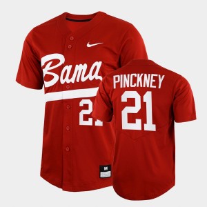 Men's Alabama Crimson Tide #21 Andrew Pinckney Crimson 2022 Full-Button College Baseball Jersey 416290-260