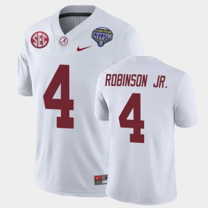 Men's Alabama Crimson Tide #4 Brian Robinson Jr White Game 2021 Cotton Bowl Jersey 979277-633