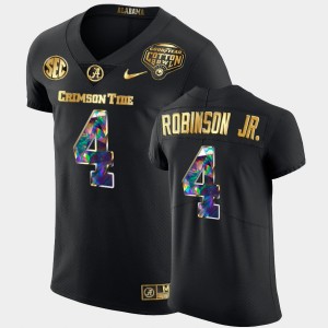 Men's Alabama Crimson Tide #4 Brian Robinson Jr. Black Golden Diamond Edition 2021 Cotton Bowl Jersey 823067-442