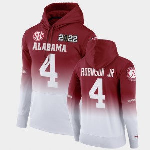 Men's Alabama Crimson Tide #4 Brian Robinson Jr. Crimson White 2022 National Championship College Football Hoodie 293434-914