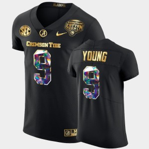 Men's Alabama Crimson Tide #9 Bryce Young Black Golden Diamond Edition 2021 Cotton Bowl Jersey 348597-203