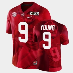 Men's Alabama Crimson Tide #9 Bryce Young Crimson White 2022 National Championship Decisive Highlights College Football Jersey 158066-523