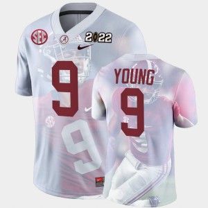 Men's Alabama Crimson Tide #9 Bryce Young White 2022 National Championship Decisive Highlights College Football Jersey 308226-965