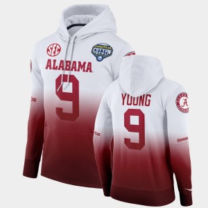 Men's Alabama Crimson Tide #9 Bryce Young White Crimson 2021 Cotton Bowl Color Crash College Football Hoodie 274257-155