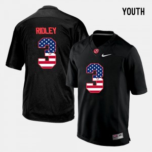 Youth Alabama Crimson Tide #3 Calvin Ridley Black US Flag Fashion Jersey 259415-612