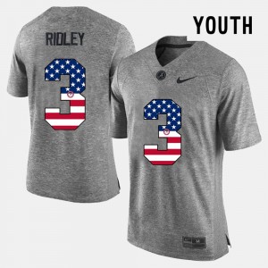 Youth Alabama Crimson Tide #3 Calvin Ridley Gray US Flag Fashion Jersey 960655-491