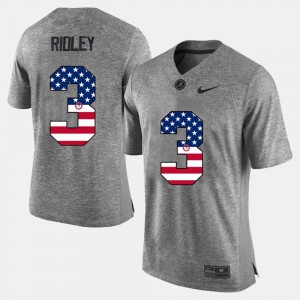 Men's Alabama Crimson Tide #3 Calvin Ridley Gray US Flag Fashion Jersey 207446-927
