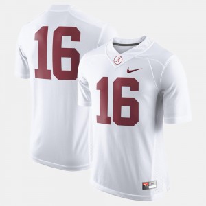 Men's Alabama Crimson Tide #16 White College Football Jersey 812829-780