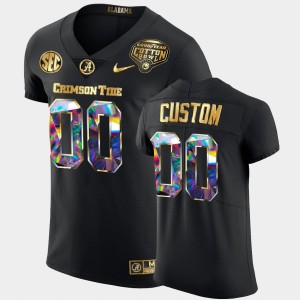Men's Alabama Crimson Tide #00 Custom Black Golden Diamond Edition 2021 Cotton Bowl Jersey 443789-835