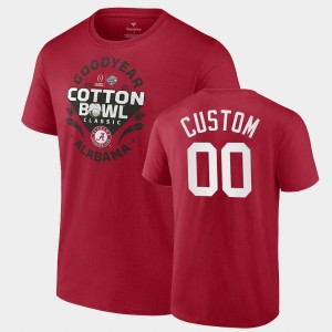 Men's Alabama Crimson Tide #00 Custom Crimson 2021 Cotton Bowl CFP College Football T-Shirt 480910-576