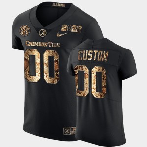 Men's Alabama Crimson Tide #00 Custom Black 2022 Playoff Python Skin College Football Jersey 277625-719