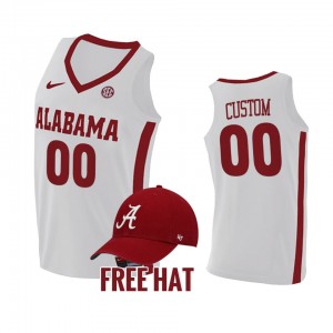 Men's Alabama Crimson Tide #00 Custom White Free Hat College Basketball Jersey 591003-919
