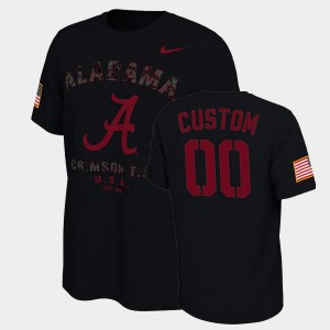 Men's Alabama Crimson Tide #00 Custom Black Veterans Day 2021 America Flag College Football T-Shirt 838126-331