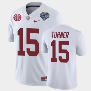 Men's Alabama Crimson Tide #15 Dallas Turner White Game 2021 Cotton Bowl Jersey 816360-744