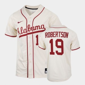 Men's Alabama Crimson Tide #19 David Robertson Natural Replica College Baseball Jersey 908664-485