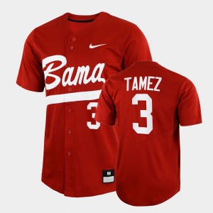 Men's Alabama Crimson Tide #3 Dominic Tamez Crimson 2022 Full-Button College Baseball Jersey 800615-132