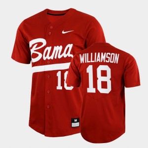 Men's Alabama Crimson Tide #18 Drew Williamson Crimson 2022 Full-Button College Baseball Jersey 878559-286