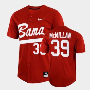 Men's Alabama Crimson Tide #39 Garrett McMillan Crimson 2022 Full-Button College Baseball Jersey 872996-684