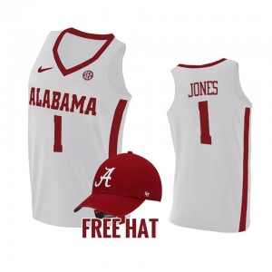Men's Alabama Crimson Tide #1 Herbert Jones White Free Hat College Basketball Jersey 591920-931