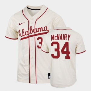 Men's Alabama Crimson Tide #34 Jacob McNairy Natural 2022 Replica College Baseball Jersey 413948-887