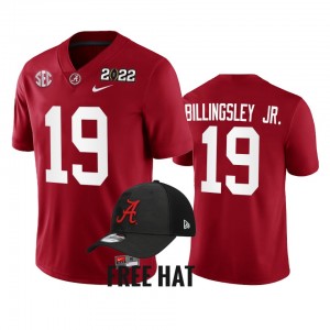 Men's Alabama Crimson Tide #19 Jahleel Billingsley Crimson 2021 Cotton Bowl Champions CFP College Football Jersey 401044-414