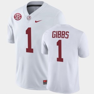 Men's Alabama Crimson Tide #1 Jahmyr Gibbs White College Football Jersey 646621-261