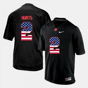 Men's Alabama Crimson Tide #2 Jalen Hurts Black US Flag Fashion Jersey 540590-784