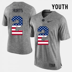 Youth Alabama Crimson Tide #2 Jalen Hurts Gray US Flag Fashion Jersey 253739-147