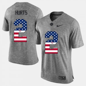 Men's Alabama Crimson Tide #2 Jalen Hurts Gray US Flag Fashion Jersey 408746-218
