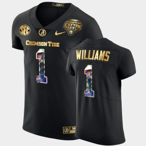 Men's Alabama Crimson Tide #1 Jameson Williams Black Golden Diamond Edition 2021 Cotton Bowl Jersey 514498-879