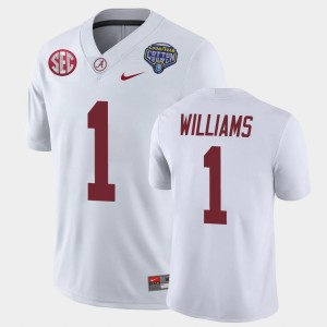 Men's Alabama Crimson Tide #1 Jameson Williams White Game 2021 Cotton Bowl Jersey 114640-711