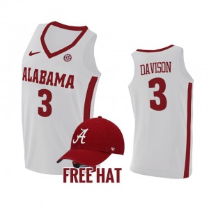 Men's Alabama Crimson Tide #3 JD Davison White Free Hat College Basketball Jersey 882212-116