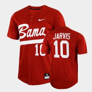 Men's Alabama Crimson Tide #10 Jim Jarvis Crimson 2022 Full-Button College Baseball Jersey 724841-419